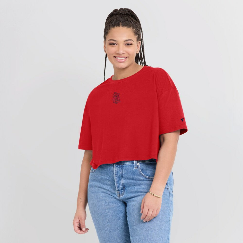 St. Louis Cardinals Fanatics Women's Elements Super Soft Boxy Cropped T-Shirt - Red - Fanatics Lifestyle