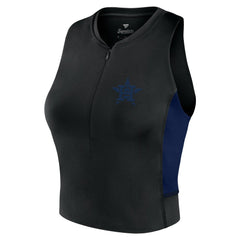 Houston Astros Fanatics Women's Studio Half-Zip Fitted Gym Tank Top - Black - Fanatics Discount
