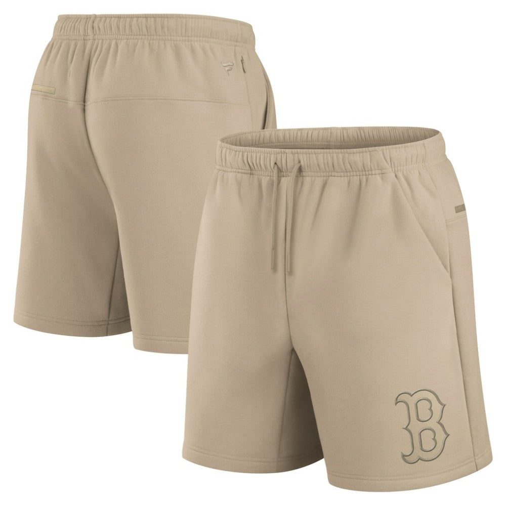 Boston Red Sox Fanatics Unisex Elements Super Soft Fleece Shorts - Khaki - Fanatics on Sale