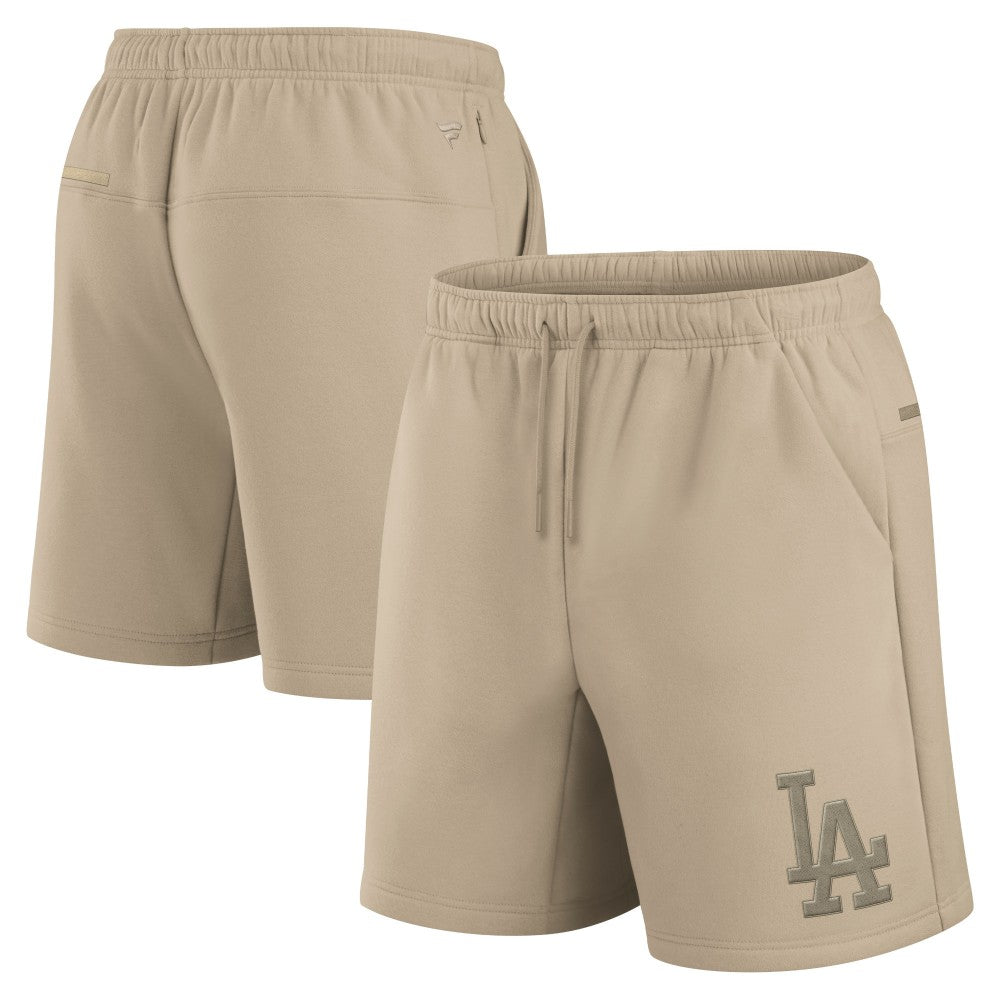 Los Angeles Dodgers Fanatics Unisex Elements Super Soft Fleece Shorts - Khaki - Fanatics on Sale