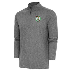 Boston Celtics Antigua Hunk Quarter-Zip Pullover Top Heather Black