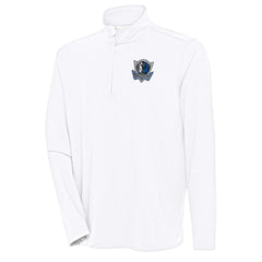 Dallas Mavericks Antigua Hunk Quarter-Zip Pullover Top White