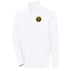Denver Nuggets Antigua Hunk Quarter-Zip Pullover Top White