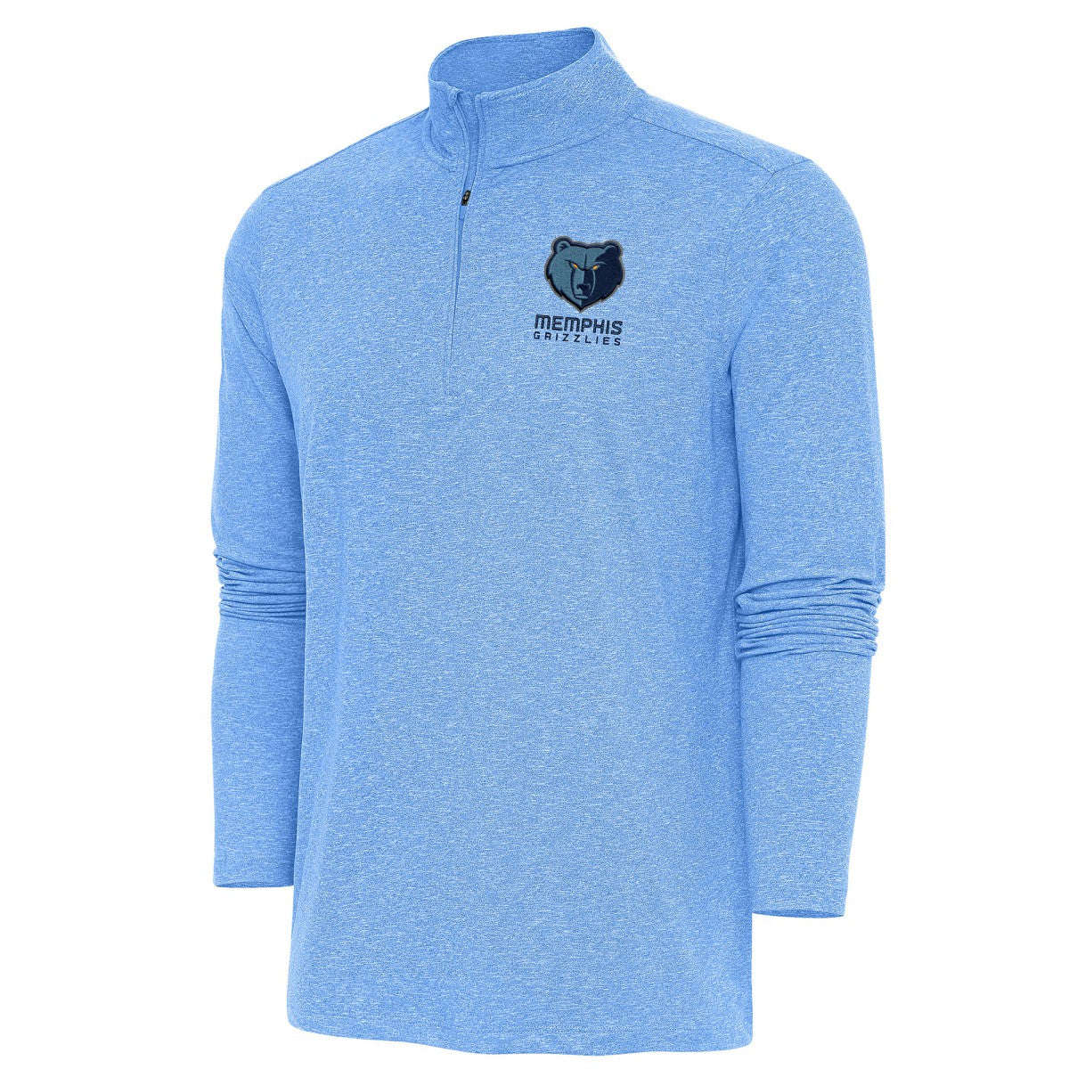 Memphis Grizzlies Antigua Hunk Quarter-Zip Pullover Top Heather Powder Blue