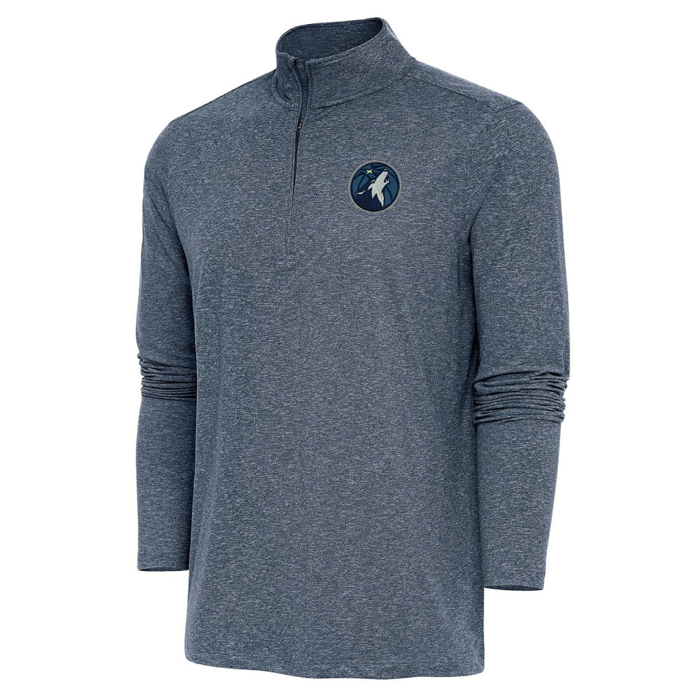 Minnesota Timberwolves Antigua Hunk Quarter-Zip Pullover Top Heather Navy