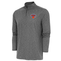 New York Knicks Antigua Hunk Quarter-Zip Pullover Top Heather Black