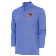 New York Knicks Antigua Hunk Quarter-Zip Pullover Top Heather Royal