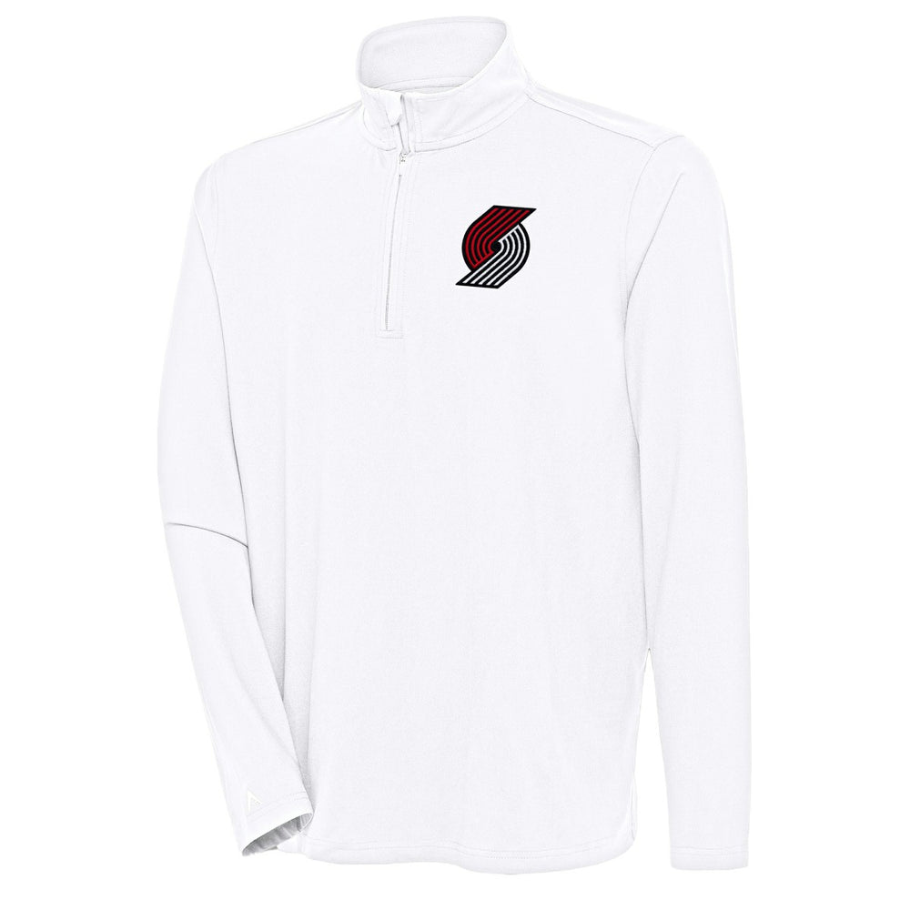 Portland Trail Blazers Antigua Hunk Quarter-Zip Pullover Top White
