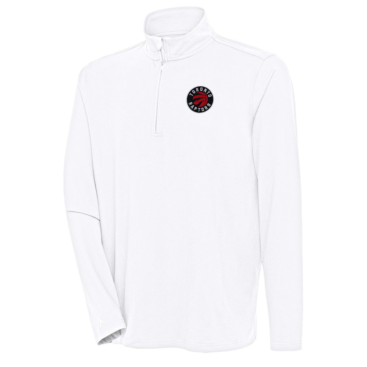 Toronto Raptors Antigua Hunk Quarter-Zip Pullover Top White