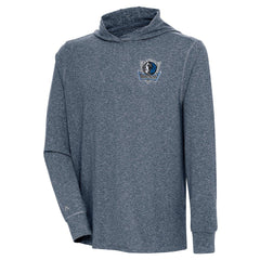 Dallas Mavericks Antigua Saga Long Sleeve Hoodie T-Shirt Heather Navy