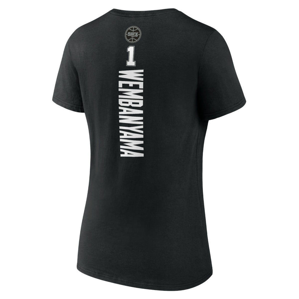 Victor Wembanyama San Antonio Spurs Women's Playmaker Name & Number V-Neck T-Shirt Black