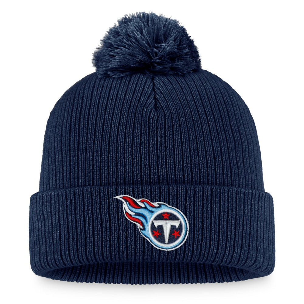 Fanatics Tennessee Titans Women's Logo Cuffed Knit Hat with Pom Navy