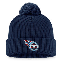 Fanatics Tennessee Titans Women's Logo Cuffed Knit Hat with Pom Navy