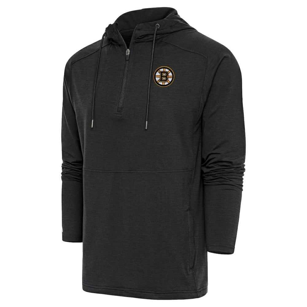 Boston Bruins Antigua Spikes Raglan Quarter-Zip Hoodie - Heather Black - NHL 200360258