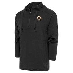 Boston Bruins Antigua Spikes Raglan Quarter-Zip Hoodie - Heather Black - NHL 200360258