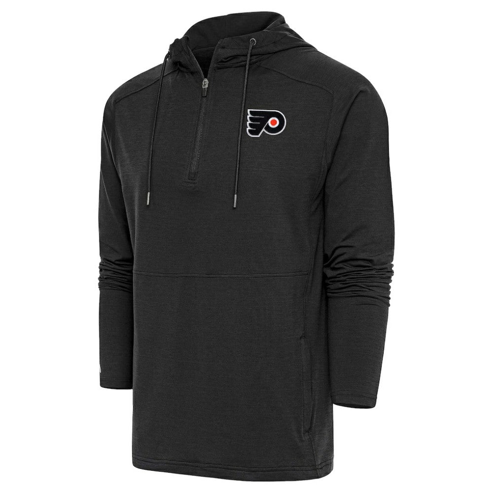 Philadelphia Flyers Antigua Spikes Raglan Quarter-Zip Hoodie - Heather Black - NHL 200360264