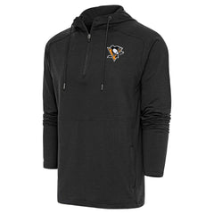 Pittsburgh Penguins Antigua Spikes Raglan Quarter-Zip Hoodie - Heather Black - NHL 200360265