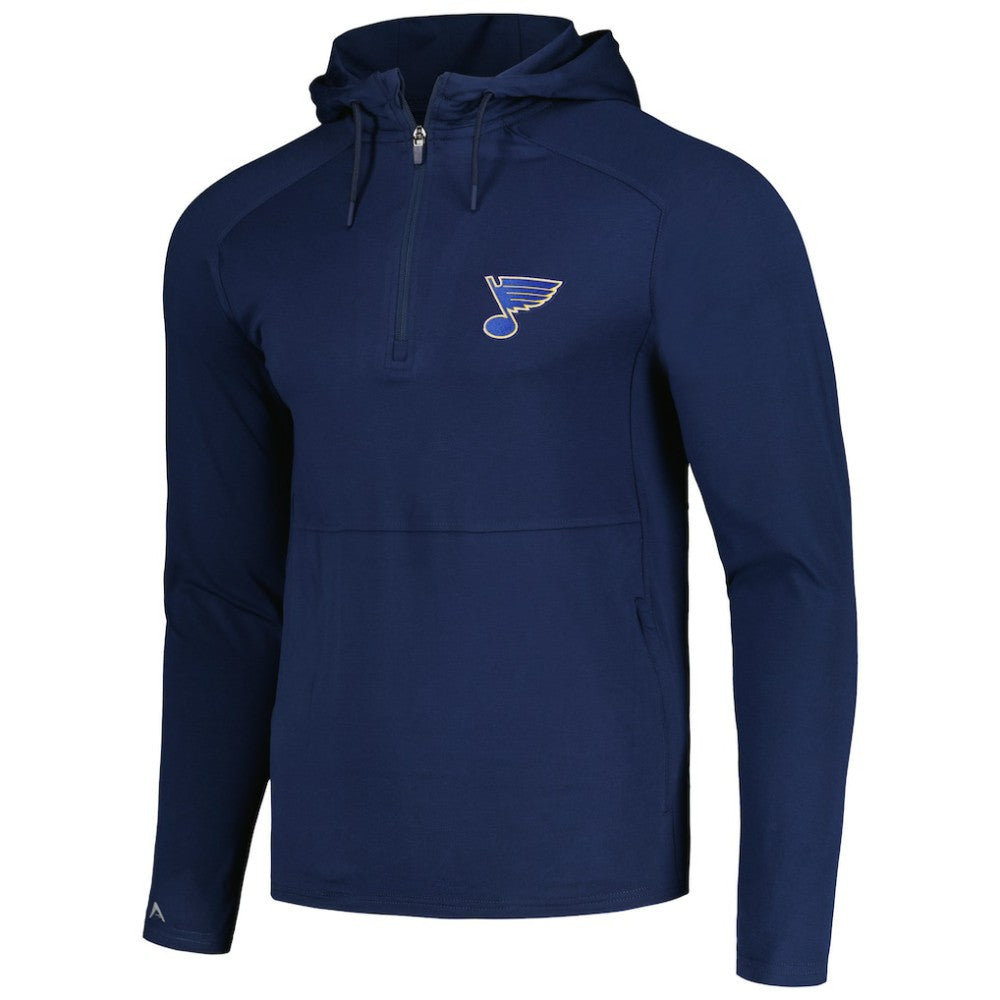 St. Louis Blues Antigua Spikes Raglan Quarter-Zip Hoodie - Heather Navy - NHL 200360267