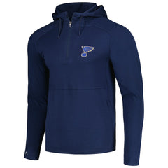 St. Louis Blues Antigua Spikes Raglan Quarter-Zip Hoodie - Heather Navy - NHL 200360267