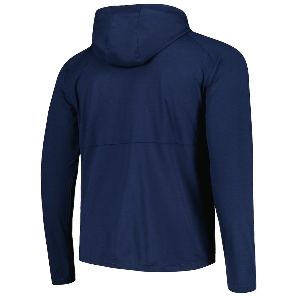 St. Louis Blues Antigua Spikes Raglan Quarter-Zip Hoodie - Heather Navy - NHL 200360267