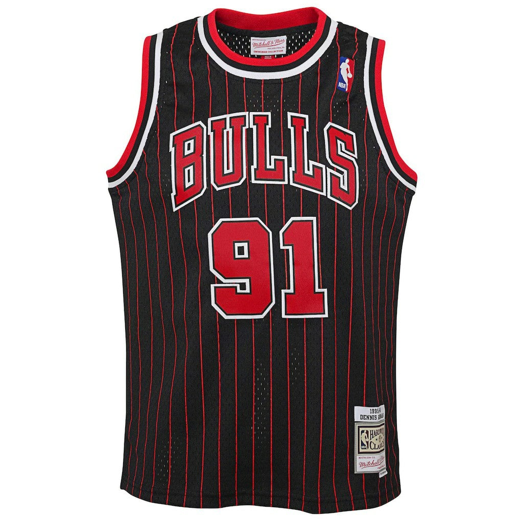 Dennis Rodman Chicago Bulls Youth 1995/96 Hardwood Classics Swingman Jersey for sale Black | Mitchell & Ness for sale