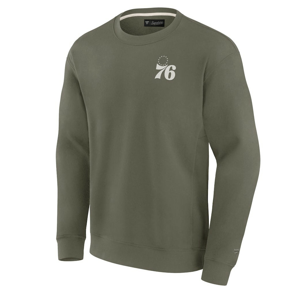 Philadelphia 76ers Unisex Elements Super Soft Fleece Pullover Sweatshirt Olive | Fanatics Lifestyle