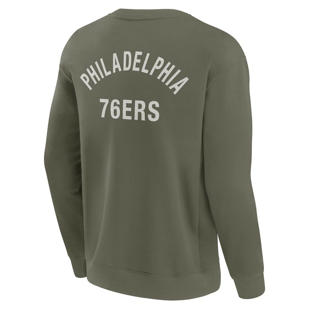Philadelphia 76ers Unisex Elements Super Soft Fleece Pullover Sweatshirt Olive | Fanatics Lifestyle