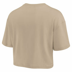 Philadelphia 76ers Women's Elements Super Soft Boxy Cropped T-Shirt Khaki | Fanatics Near Me