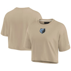 Memphis Grizzlies Women's Elements Super Soft Boxy Cropped T-Shirt Khaki | Fanatics US
