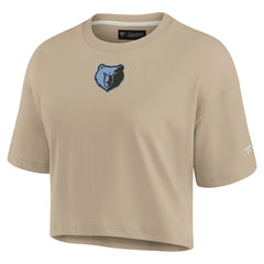 Memphis Grizzlies Women's Elements Super Soft Boxy Cropped T-Shirt Khaki | Fanatics US