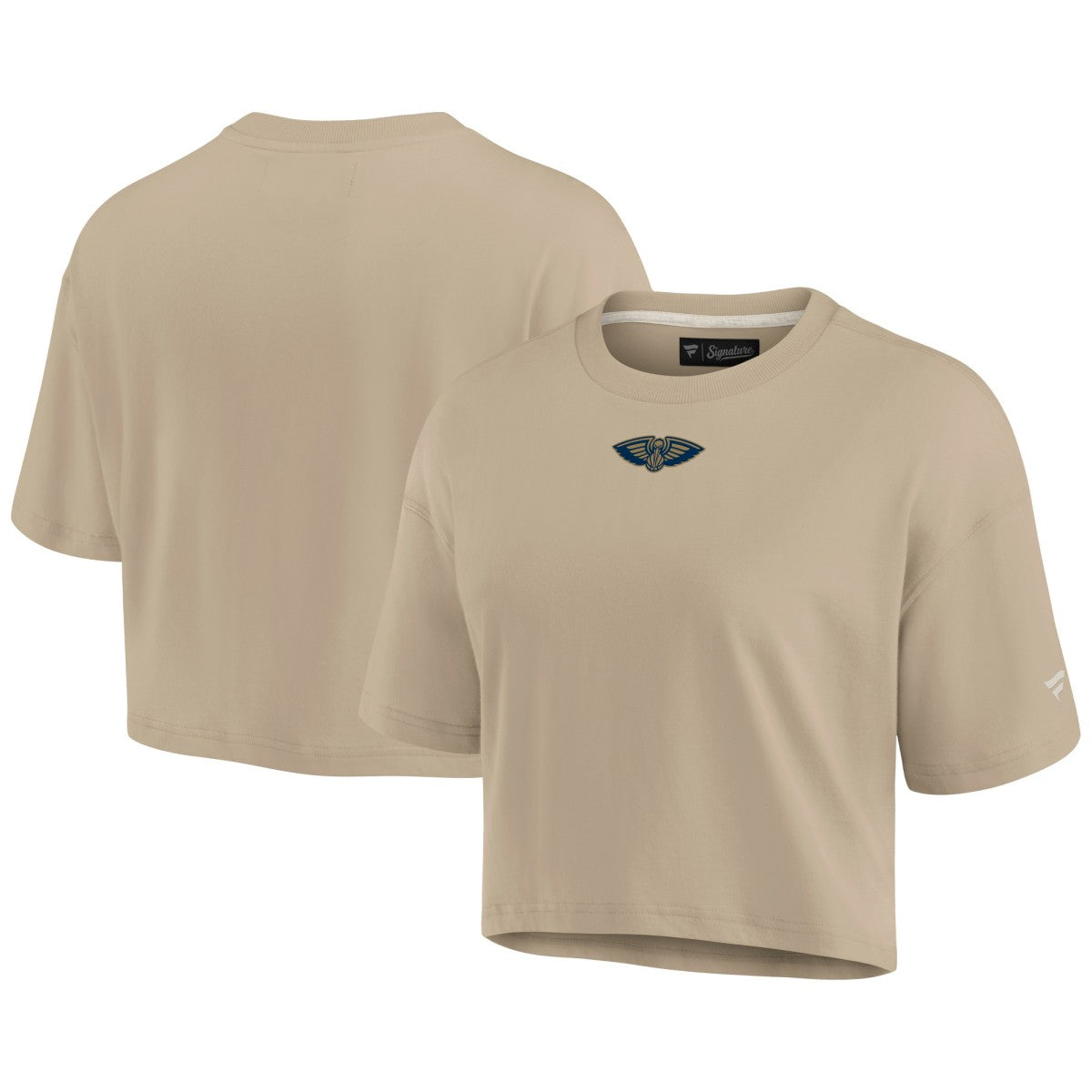 New Orleans Pelicans Women's Elements Super Soft Boxy Cropped T-Shirt Khaki | Fanatics for sale