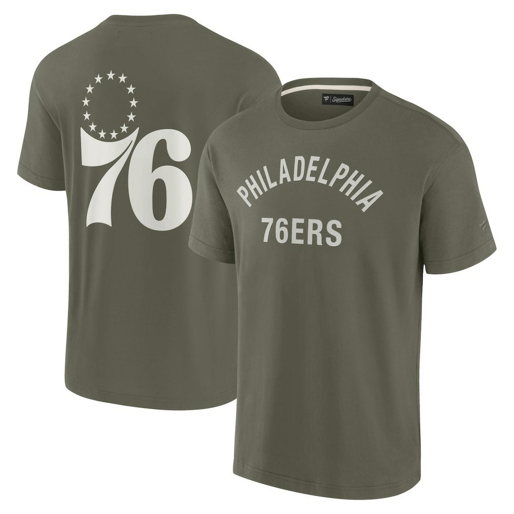 Philadelphia 76ers Unisex Elements Super Soft Short Sleeve T-Shirt Olive | Fanatics
