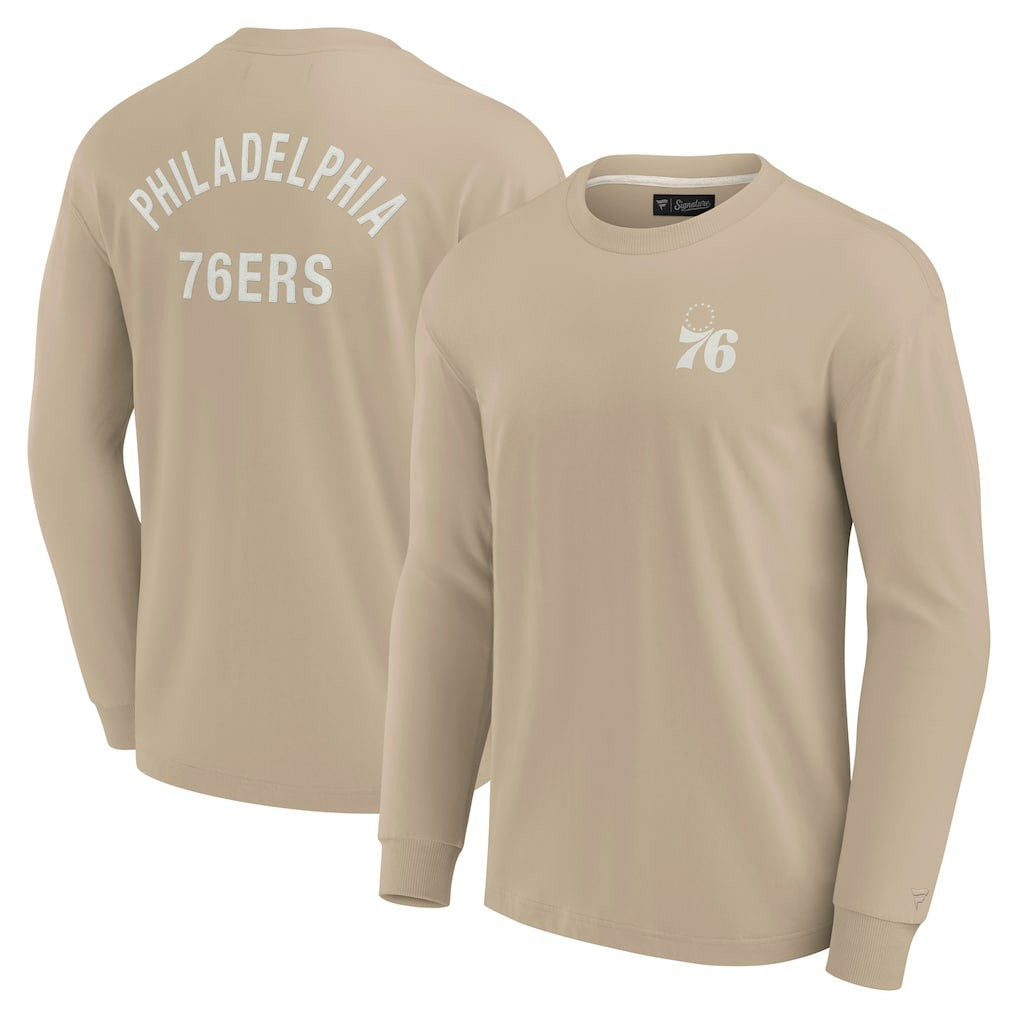 Philadelphia 76ers Unisex Elements Super Soft Long Sleeve T-Shirt Khaki | Fanatics discount