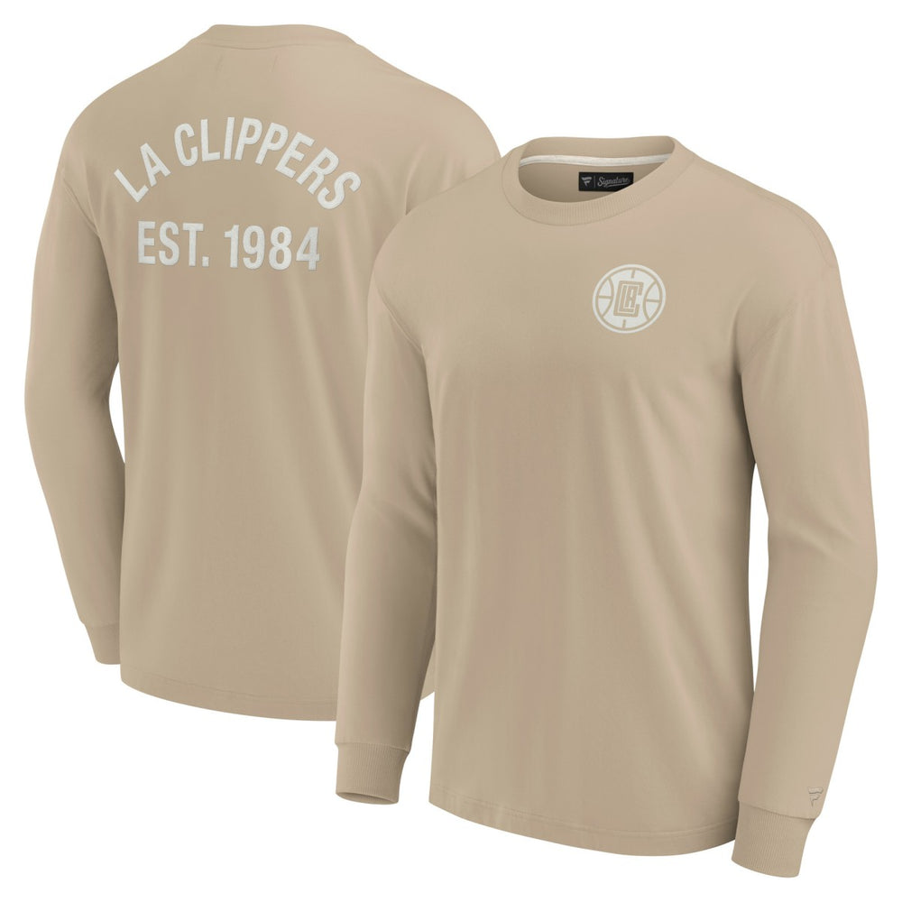 LA Clippers Unisex Elements Super Soft Long Sleeve T-Shirt Khaki | Fanatics US