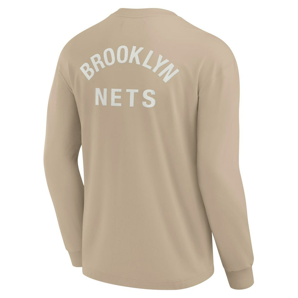 Brooklyn Nets Unisex Elements Super Soft Long Sleeve T-Shirt Khaki | Fanatics discount