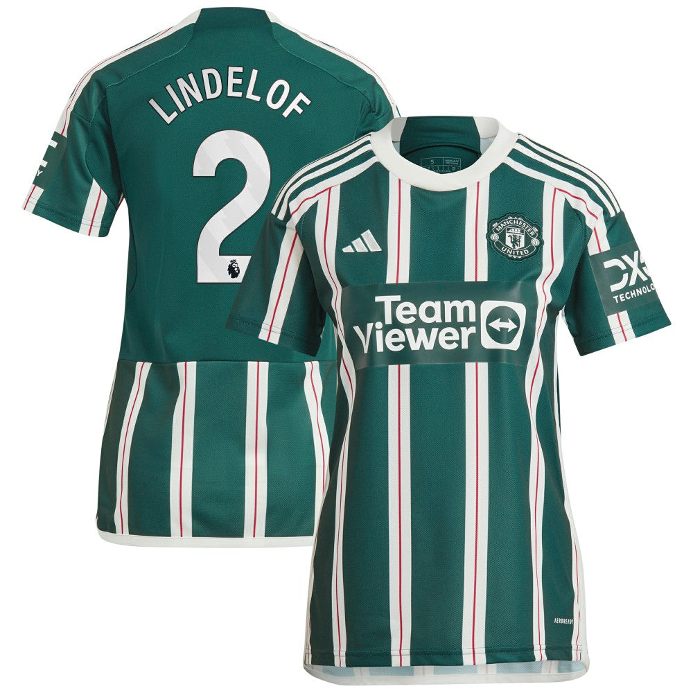 Victor Lindelof Manchester United Women's 2023/24 Away Replica Player Jersey Green - Adidas