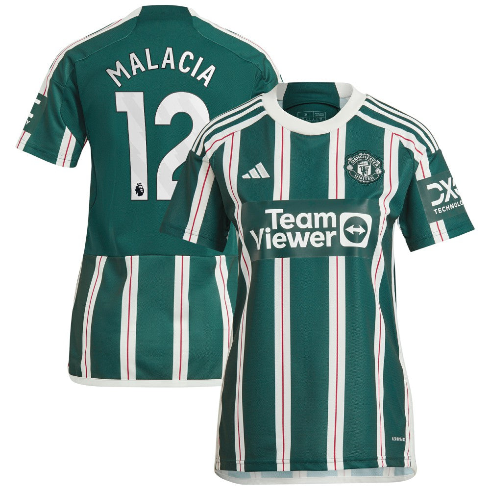 Tyrell Malacia Manchester United Women's 2023/24 Away Replica Player Jersey Green - Adidas