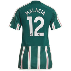 Tyrell Malacia Manchester United Women's 2023/24 Away Replica Player Jersey Green - Adidas