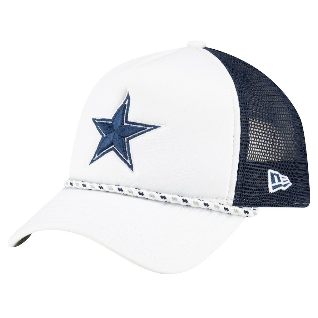 Dallas Cowboys New Era Court Sport Foam Front A-Frame 9FORTY Adjustable Trucker Hat White/Navy