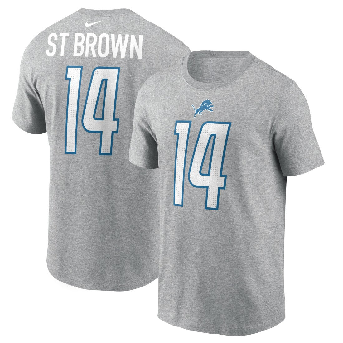 Nike Amon-Ra St. Brown Detroit Lions Player Name & Number T-Shirt Gray