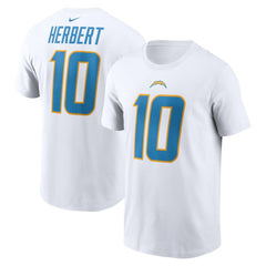 Nike Justin Herbert Los Angeles Chargers Player Name & Number T-Shirt White