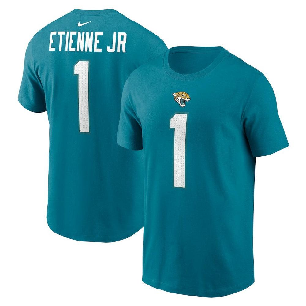 Nike Travis Etienne Jacksonville Jaguars Player Name & Number T-Shirt Teal