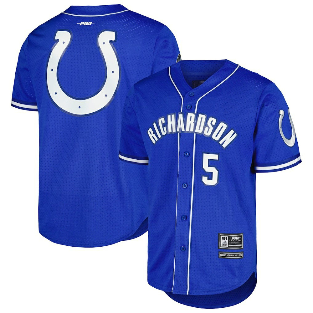 Anthony Richardson Indianapolis Colts Pro Standard Mesh Baseball Button-Up T-Shirt Royal