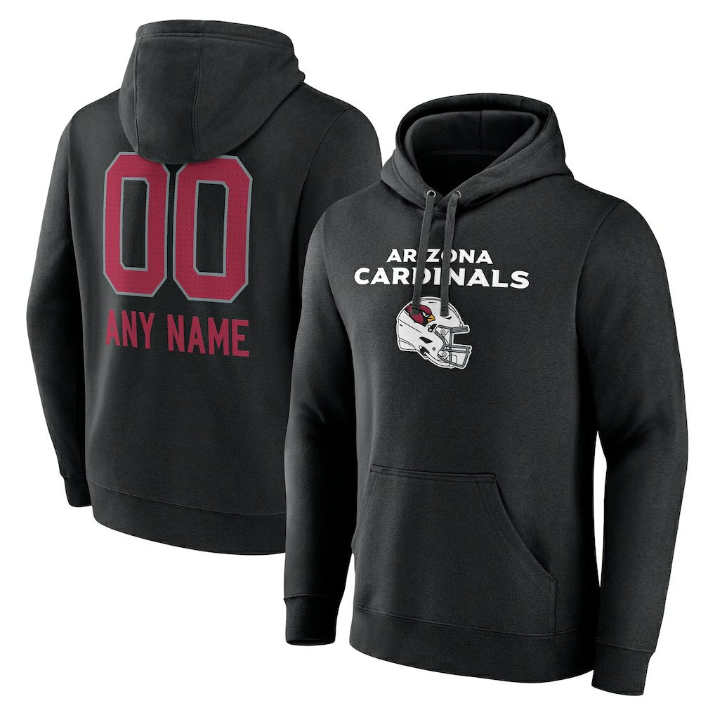 Arizona Cardinals Personalized Name & Number Team Wordmark Pullover Hoodie Black
