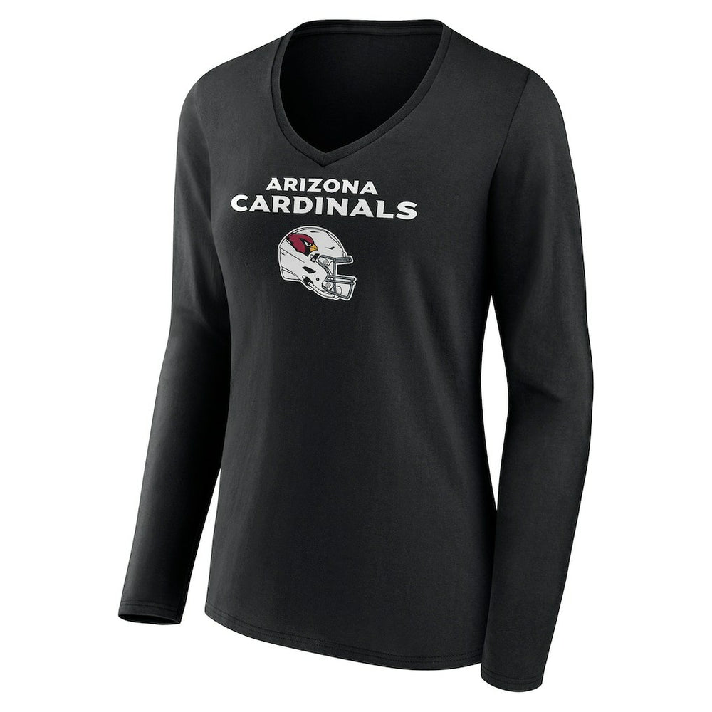 Arizona Cardinals Women's Personalized Name & Number Team Wordmark Long Sleeve V-Neck T-Shirt Black