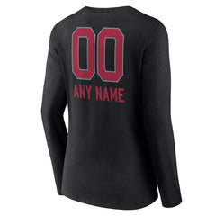 Arizona Cardinals Women's Personalized Name & Number Team Wordmark Long Sleeve V-Neck T-Shirt Black