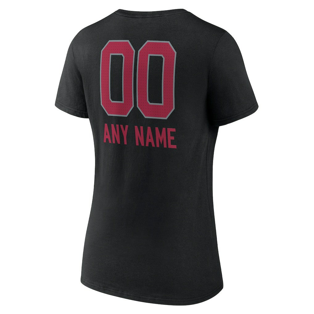 Arizona Cardinals Women's Personalized Name & Number Team Wordmark V-Neck T-Shirt Black