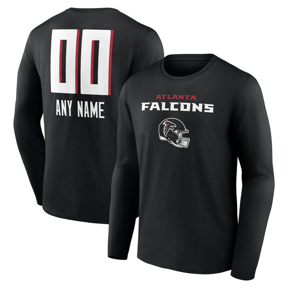 Atlanta Falcons Personalized Name & Number Team Wordmark Long Sleeve T-Shirt Black