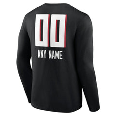 Atlanta Falcons Personalized Name & Number Team Wordmark Long Sleeve T-Shirt Black