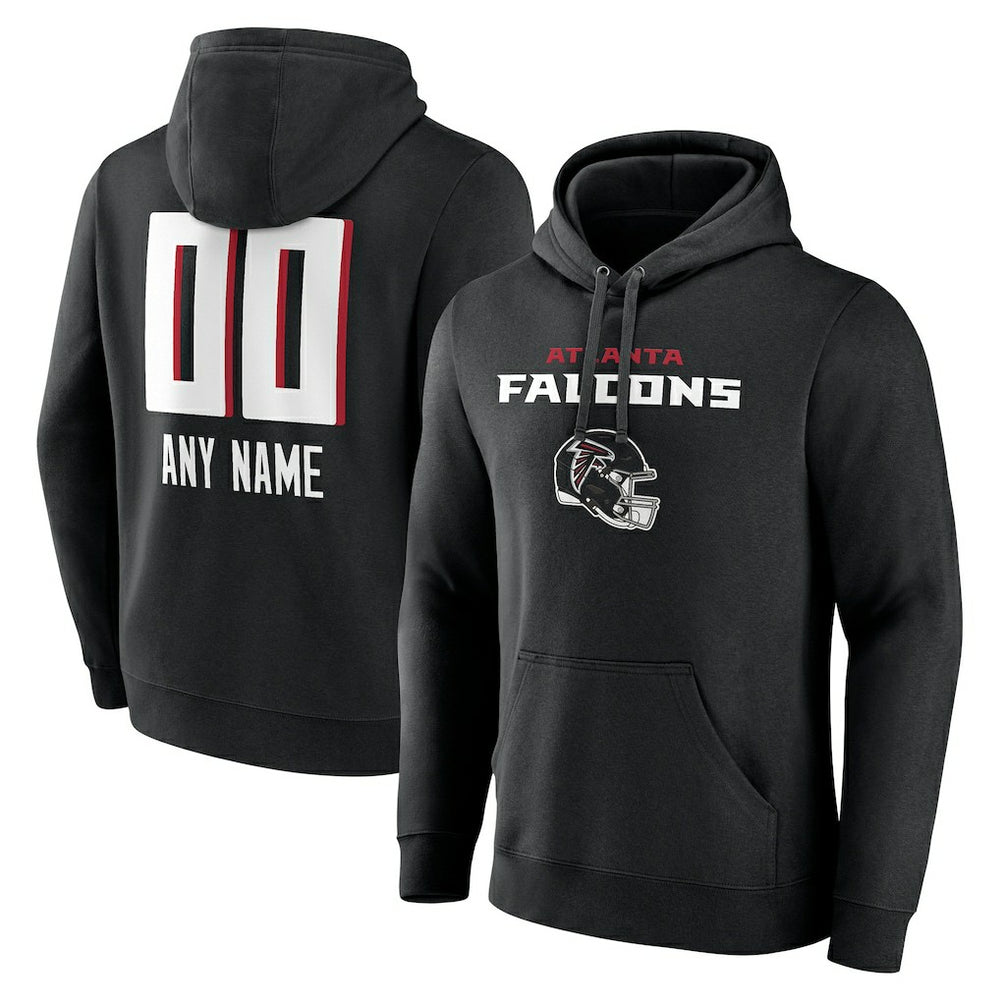 Atlanta Falcons Personalized Name & Number Team Wordmark Pullover Hoodie Black